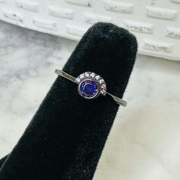 NWT Tanzanite Color & Diamond Evil Eye Ring - Picture 3 of 5